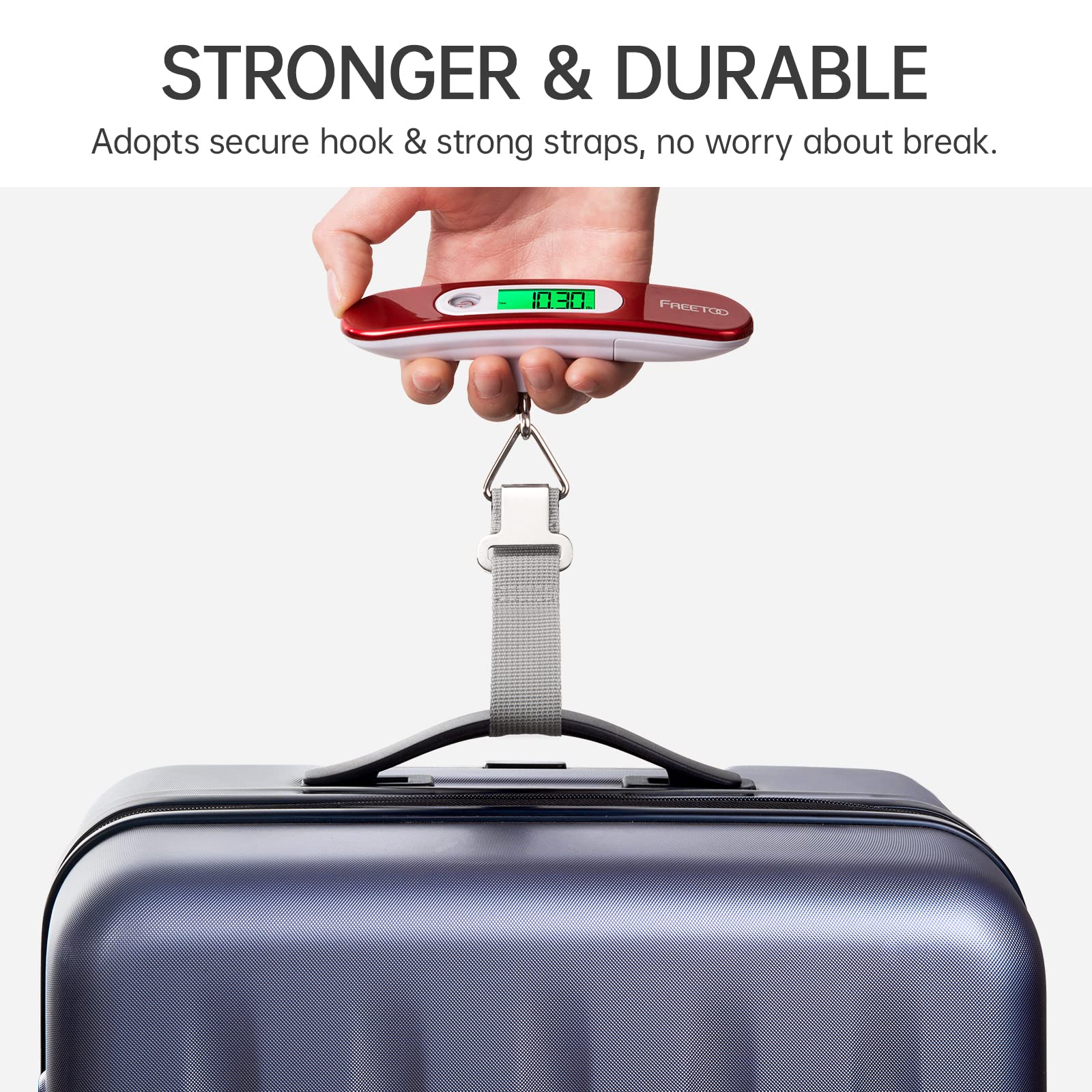 FREETOO Luggage Scale Portable Digital Weight Scale for Travel Suitcase Weigher with Tare Function 110 Lb/ 50Kg Capacity Red