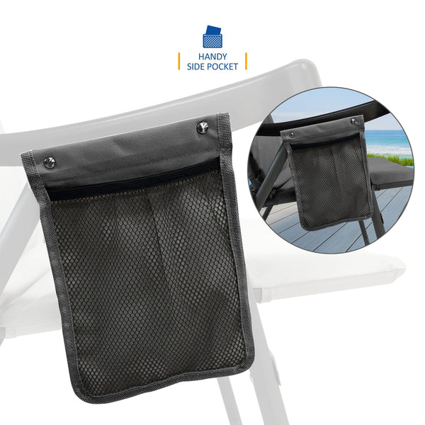 SUNMER Padded Garden Camping Chairs Foldable with Side Pocket, Holds up to 120kg, Lightweight 4kg per Chair, Outdoor Seat for Camping, Fishing, Relaxing - Black