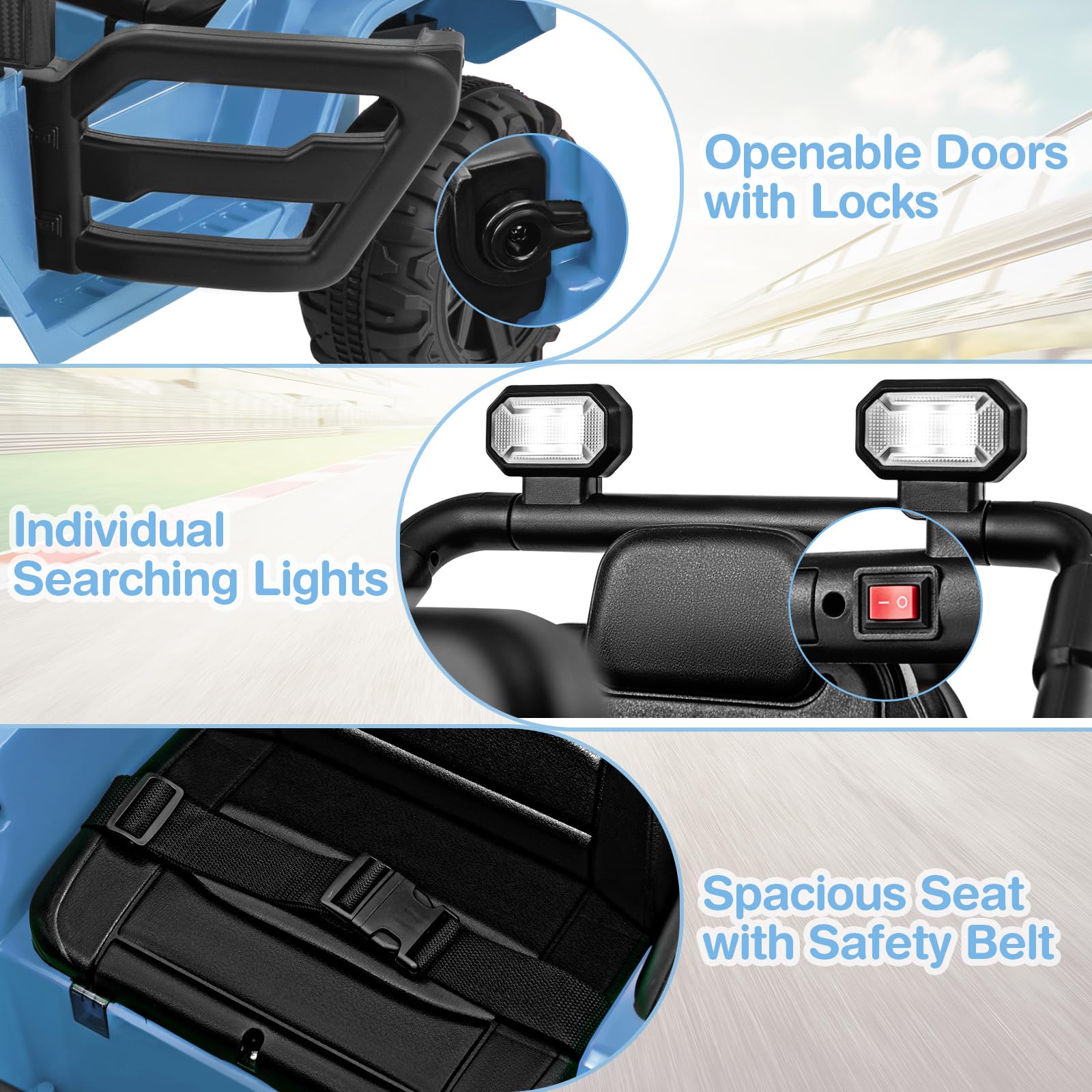 COSTWAY 12V Kids Ride on Car, 2 Motors Electric Off Road Truck with Remote Control, LED Lights, Music, Horn & Wireless Connection, Battery Powered Ride on Toy for Boys Girls (Black)