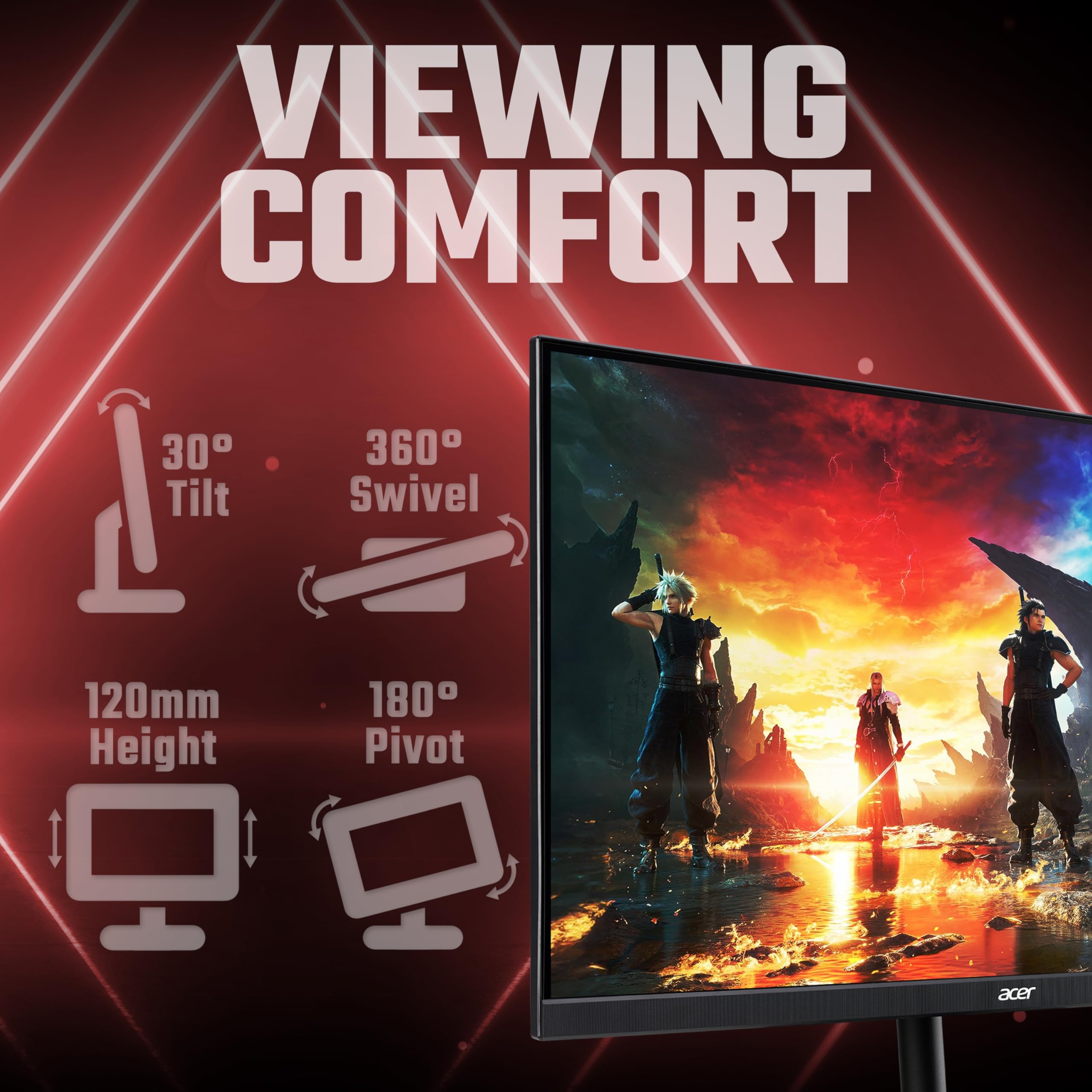 Acer Nitro KG241Y S3 24-inch Gaming Monitor - VA Panel, 1920 x 1080, 4ms, 180Hz, FreeSync Premium, HDR 10, DP, HDMI