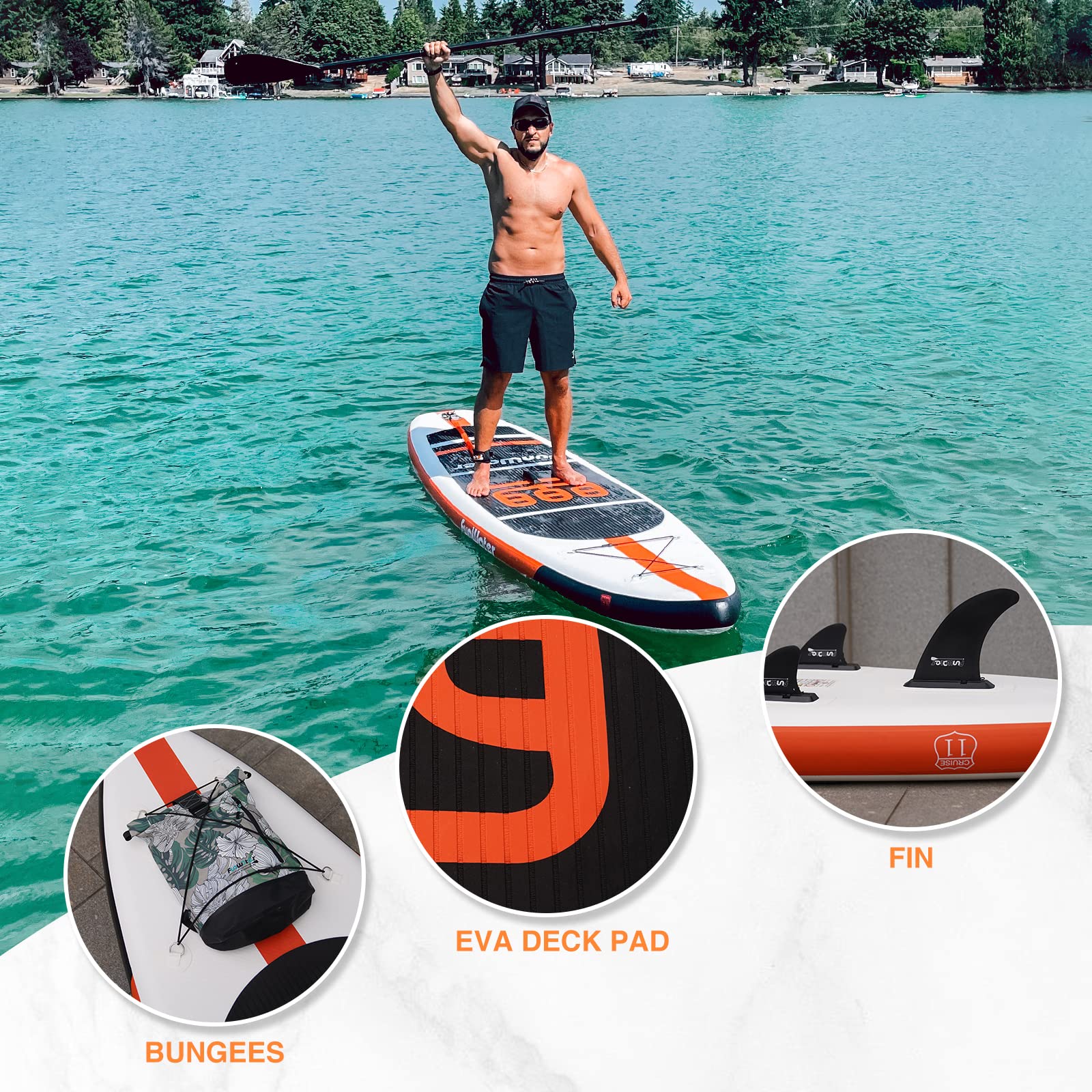 FunWater SUP Inflatable Stand Up Paddle Board 11'6"/11'/10'5" Ultra-Light with Inflatable Board,ISUP Accessories,Three Fins,Adjustable Paddle, Pump,Backpack, Leash,Waterproof Bag