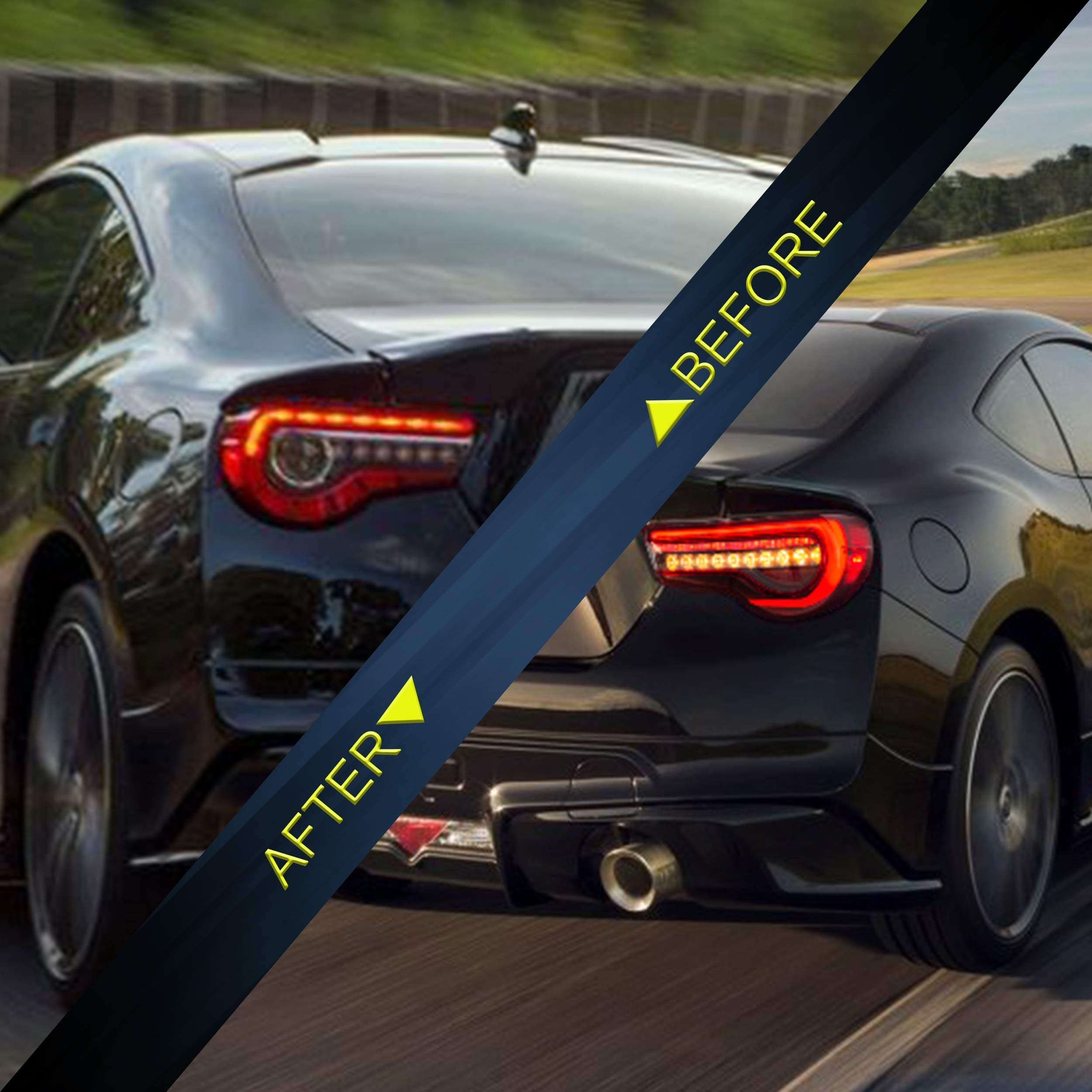 VLAND LED Tail Lights Compatible with Toyota 86 GT86 2012-2020/Subaru BRZ 2013-2020/Scion FR-S 2013-2020, Full LED Rear Light with Sequential Indicator, Red White Lens