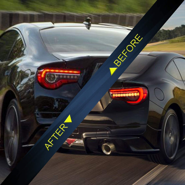 VLAND LED Tail Lights Compatible with Toyota 86 GT86 2012-2020/Subaru BRZ 2013-2020/Scion FR-S 2013-2020, Full LED Rear Light with Sequential Indicator, Red White Lens