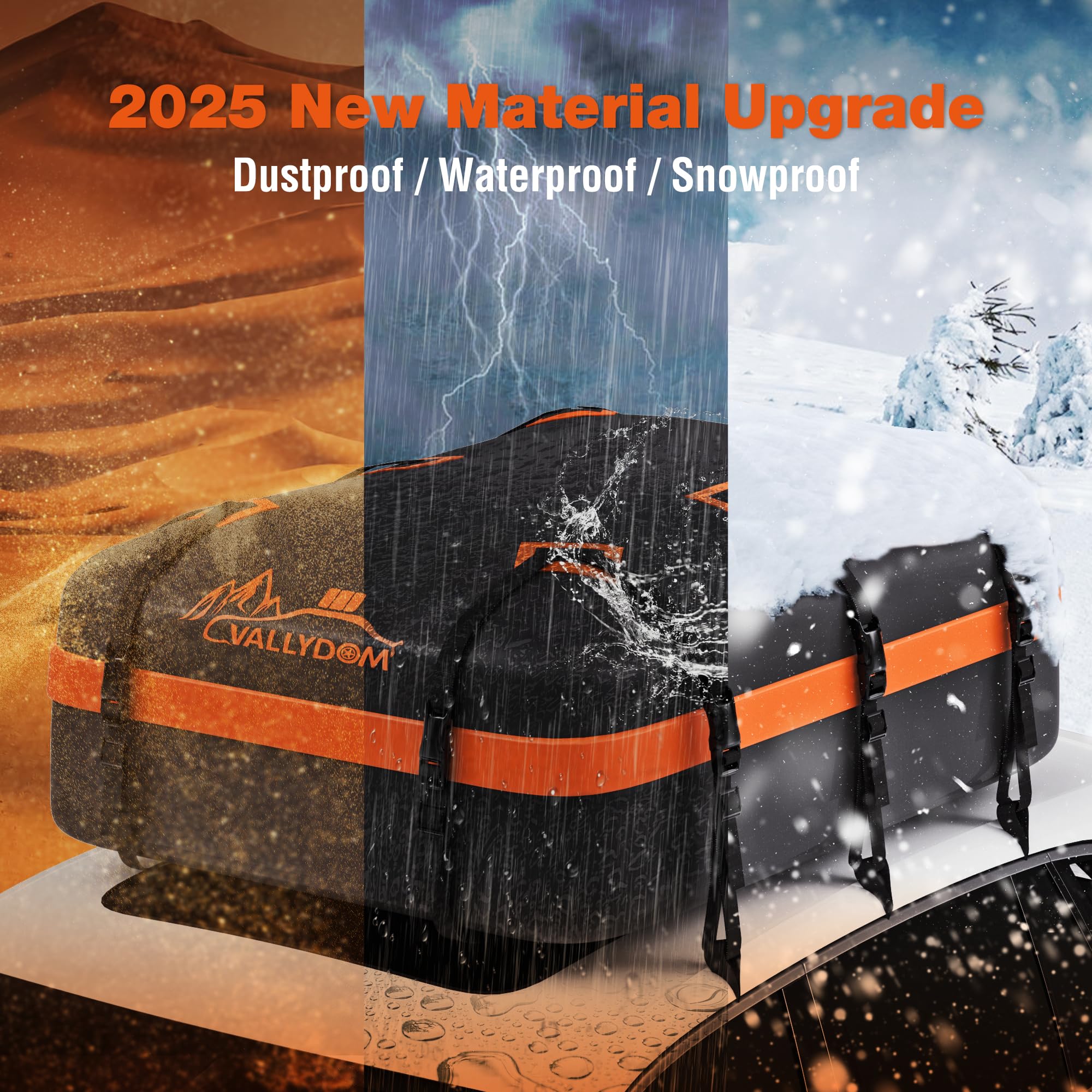 VALLYDOM Car Roof Bag 20 Cubic/560 L, 1680D PVC Waterproof Roof Bag No Need Rack, Roof Box with Anti Slip Pad, 6 Heavy-Duty Straps and Password Lock, Folding Soft Roof Bag for Cars with/Without Rack