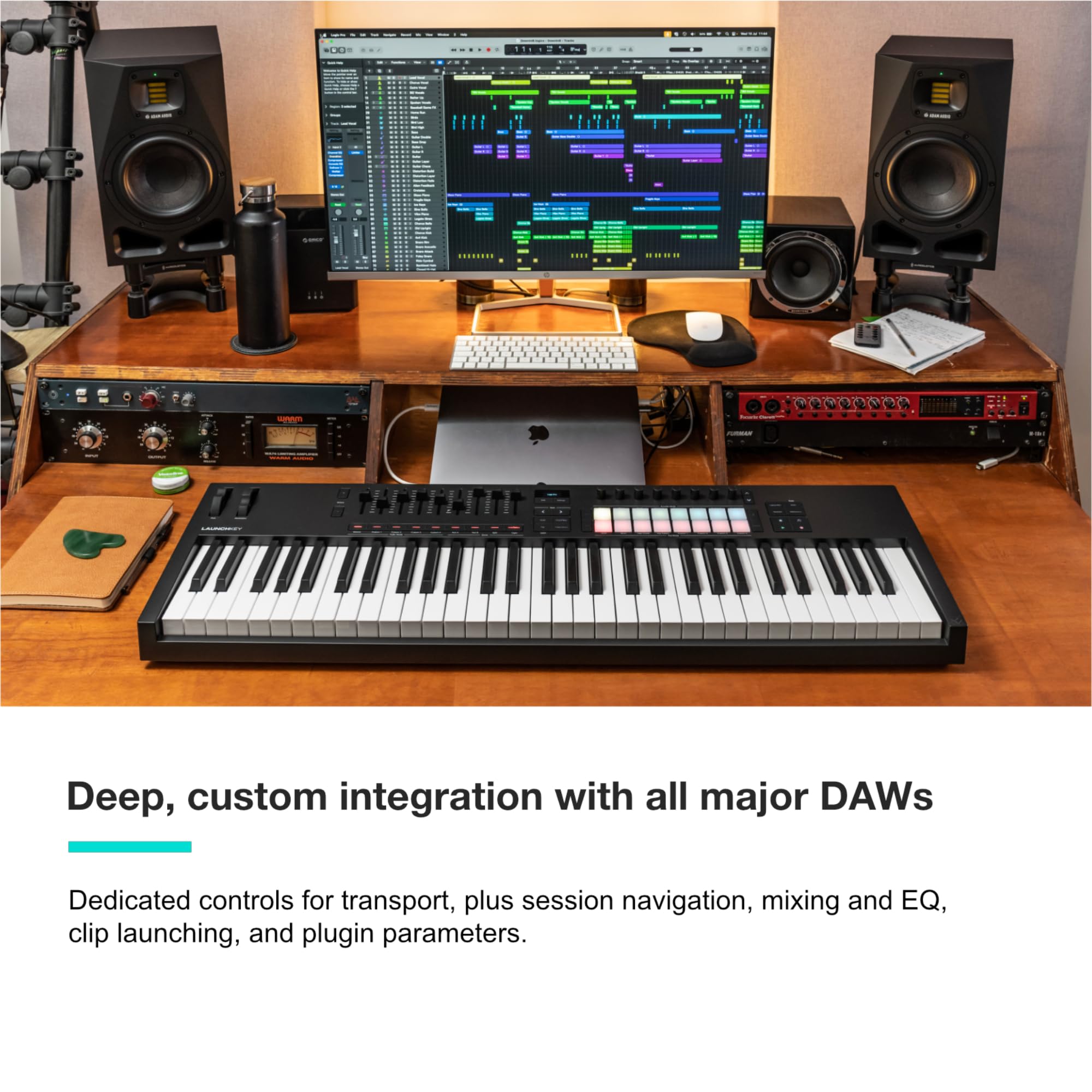 Novation Launchkey Mini 25 [MK4] — Portable 25 Mini-Key, USB, MIDI Keyboard Controller with DAW Integration. Chord Mode, Scale Mode, Drum Pads, and Arpeggiator. Includes Music Creation Software Bundle