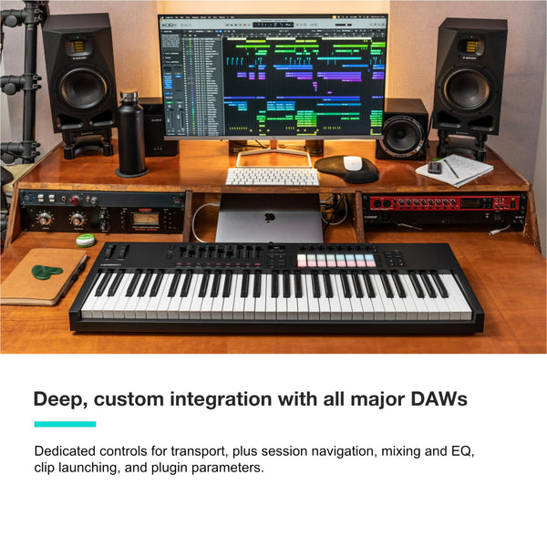 Novation Launchkey Mini 25 [MK4] — Portable 25 Mini-Key, USB, MIDI Keyboard Controller with DAW Integration. Chord Mode, Scale Mode, Drum Pads, and Arpeggiator. Includes Music Creation Software Bundle