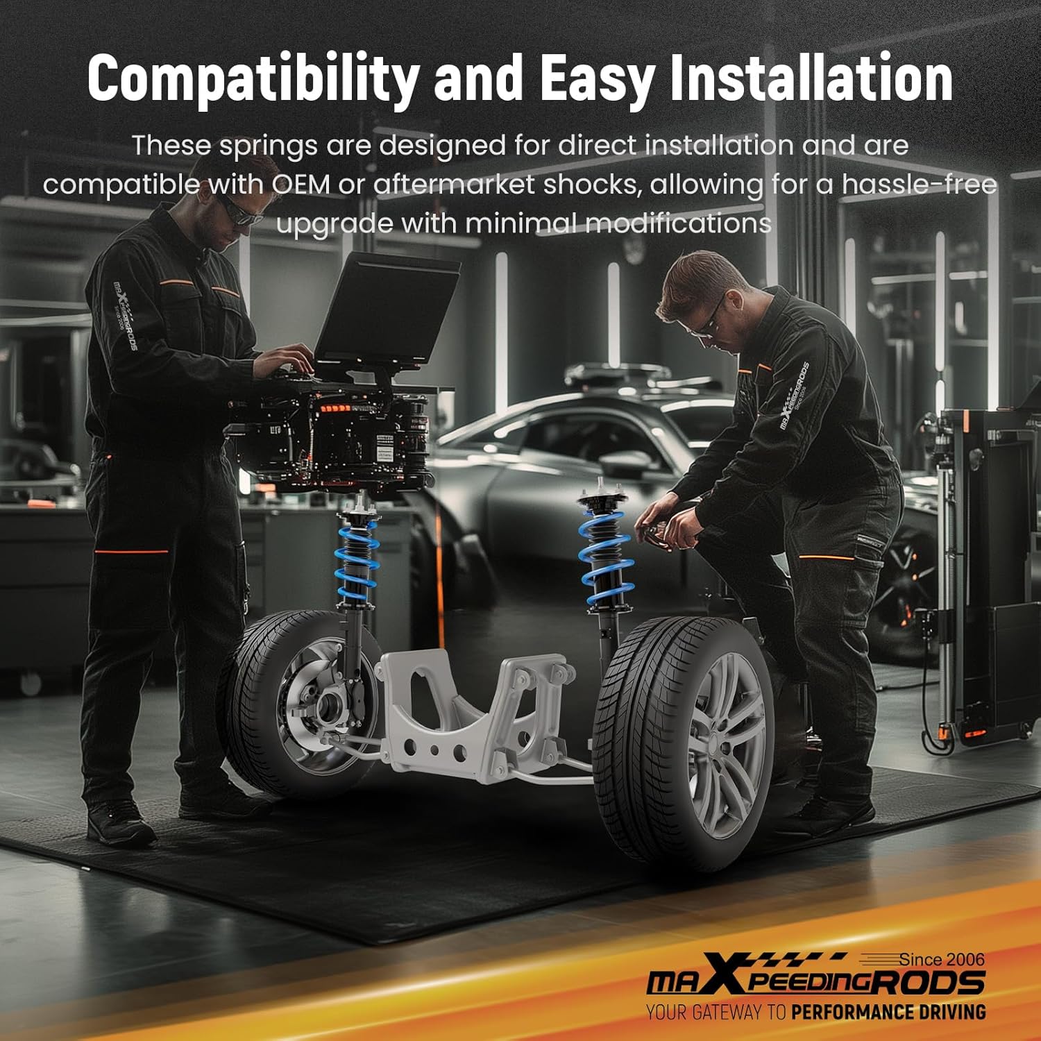 maXpeedingrods Lowering Spring for Honda Civic 2016-2025, for Acura Integra 2023-2025, SAE 9254 High Tensile Lowering Spring, Blue