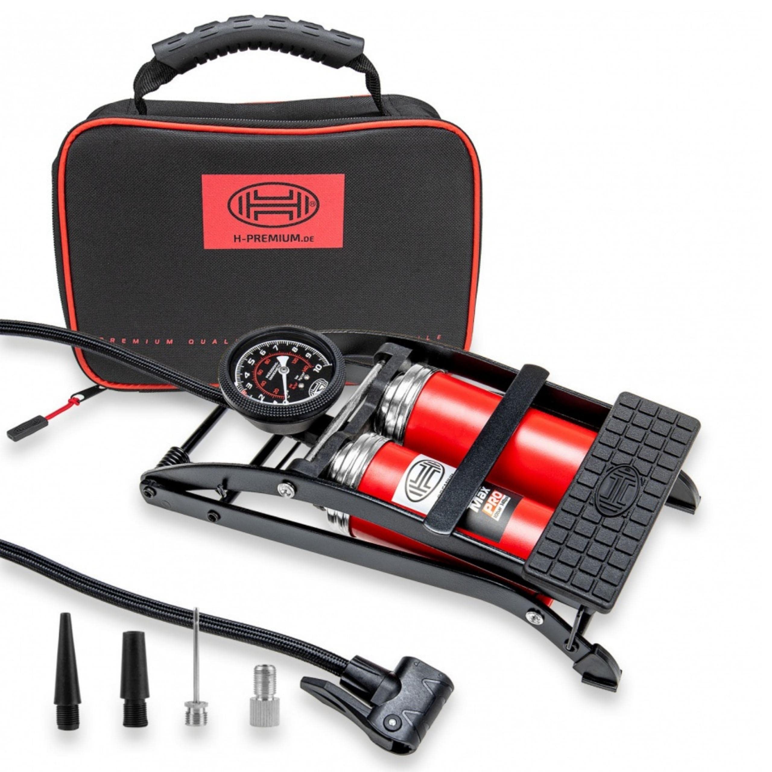 HEYNER Premium Double Barrel Foot Air Pump With Manometer 10 Bar 140PSI Pedalmax? 225000