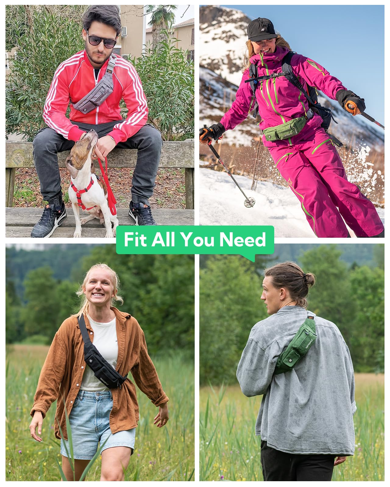 Waterfly Waist Bag Pack Slim Water Resistant Fanny Pack Travel Bum Bag Running Belt for Traveling Cycling Hiking Camping