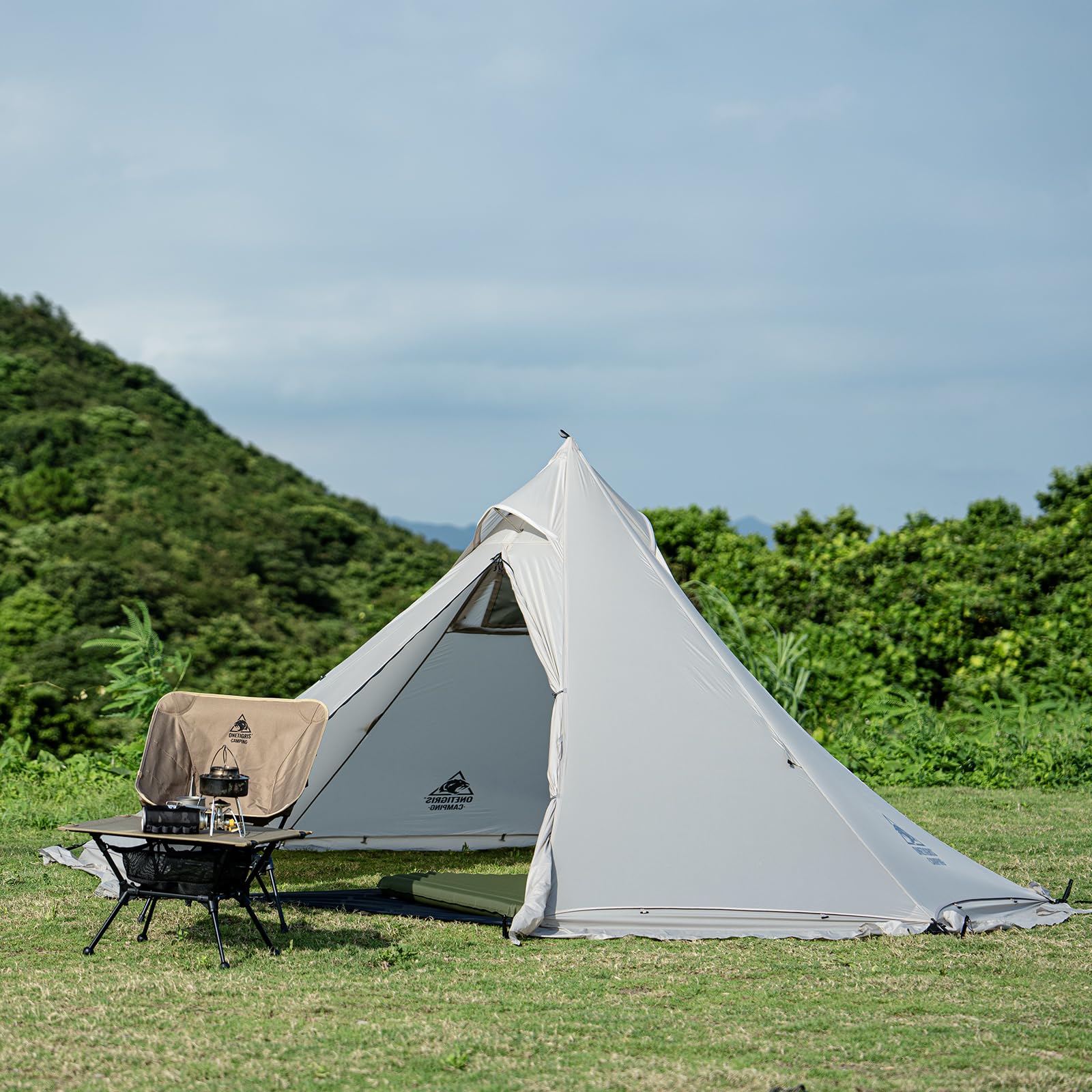 OneTigris Smokey HUT Hot Tent with Stove Jack, Ultralight 4 Season Tipi Tent with Snow Skirt & Detachable Floor for Camping, Hiking, Bushcraft, Backpacking