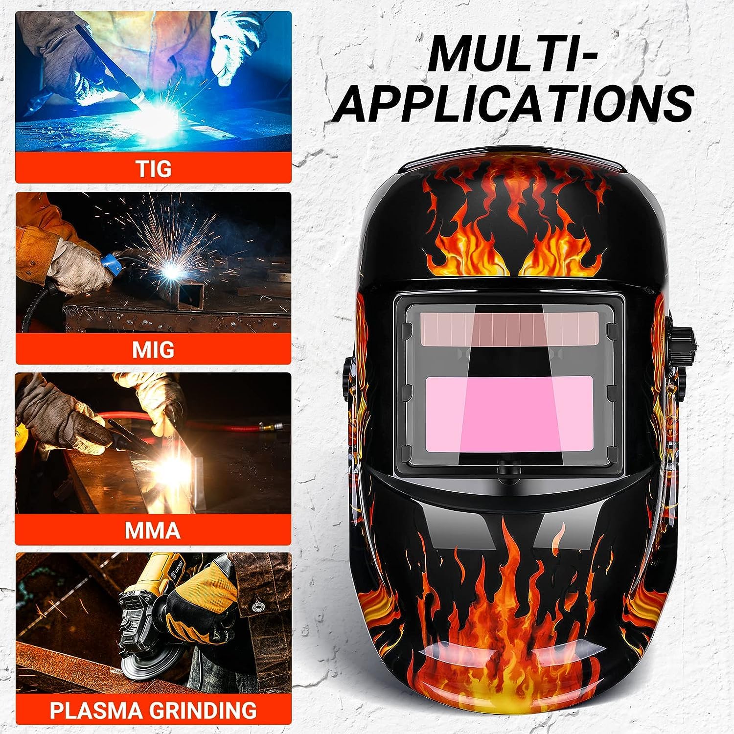 DEKO Welding Helmet Auto Darkening: True Color Solar Powered Auto Darkening Welding Helmets Welder Mask Hood (Skull Design)