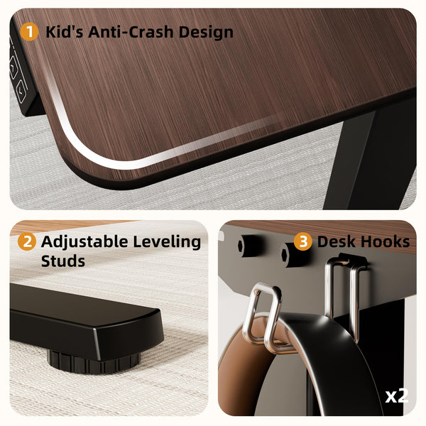 ERGOMAKER Electric Height Adjustable Standing Desk 80x60cm (31.5"x23.6"), Sit Stand Desk with Splicing Top for Home Office (Black Frame + Black Desktop)