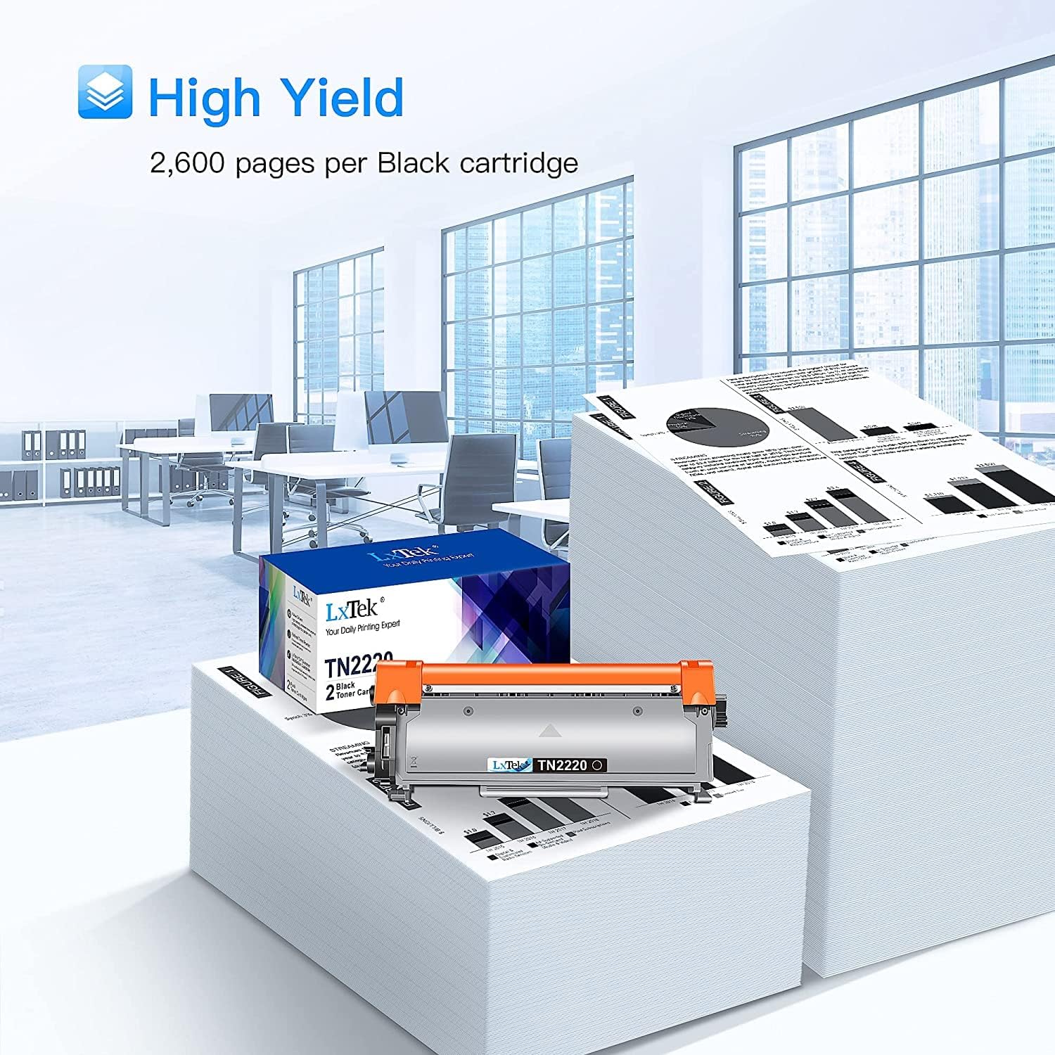 LxTek Compatible Toner Cartridge Replacement for Brother TN2220 TN-2220 TN2010 TN-2010 Compatible with HL-2130 2240 2240D 2250DN 2270DW 7360N 7055 7055W 7060D 7070DW FAX-2840 (Black,2-Pack)
