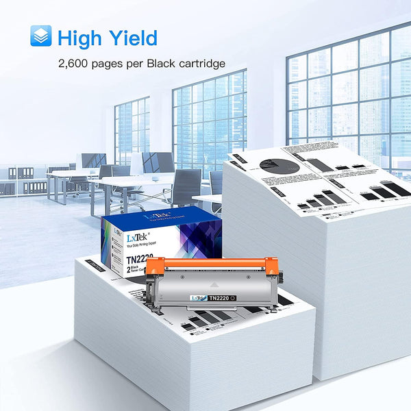 LxTek Compatible Toner Cartridge Replacement for Brother TN2220 TN-2220 TN2010 TN-2010 Compatible with HL-2130 2240 2240D 2250DN 2270DW 7360N 7055 7055W 7060D 7070DW FAX-2840 (Black,2-Pack)