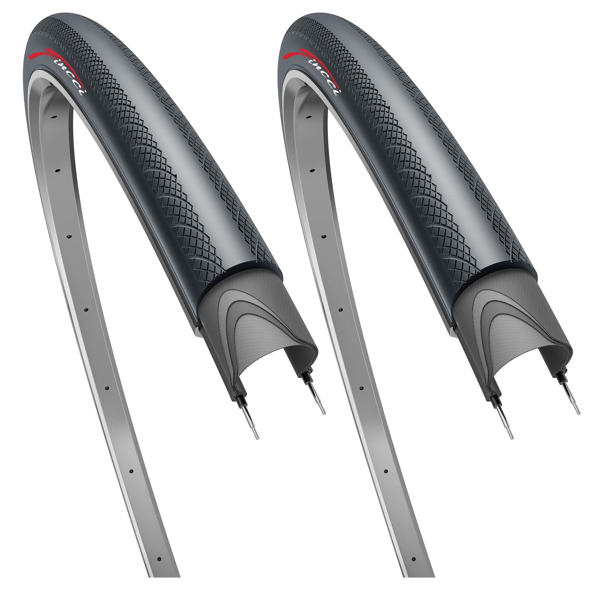 Fincci Road Bike Tyres 700 x 25c - Pair Bicycle Tyres 700c, 25-622, 60 TPI for Hybrid, Gravel, Road bike - Appropriate for Cycling and Training - Pack