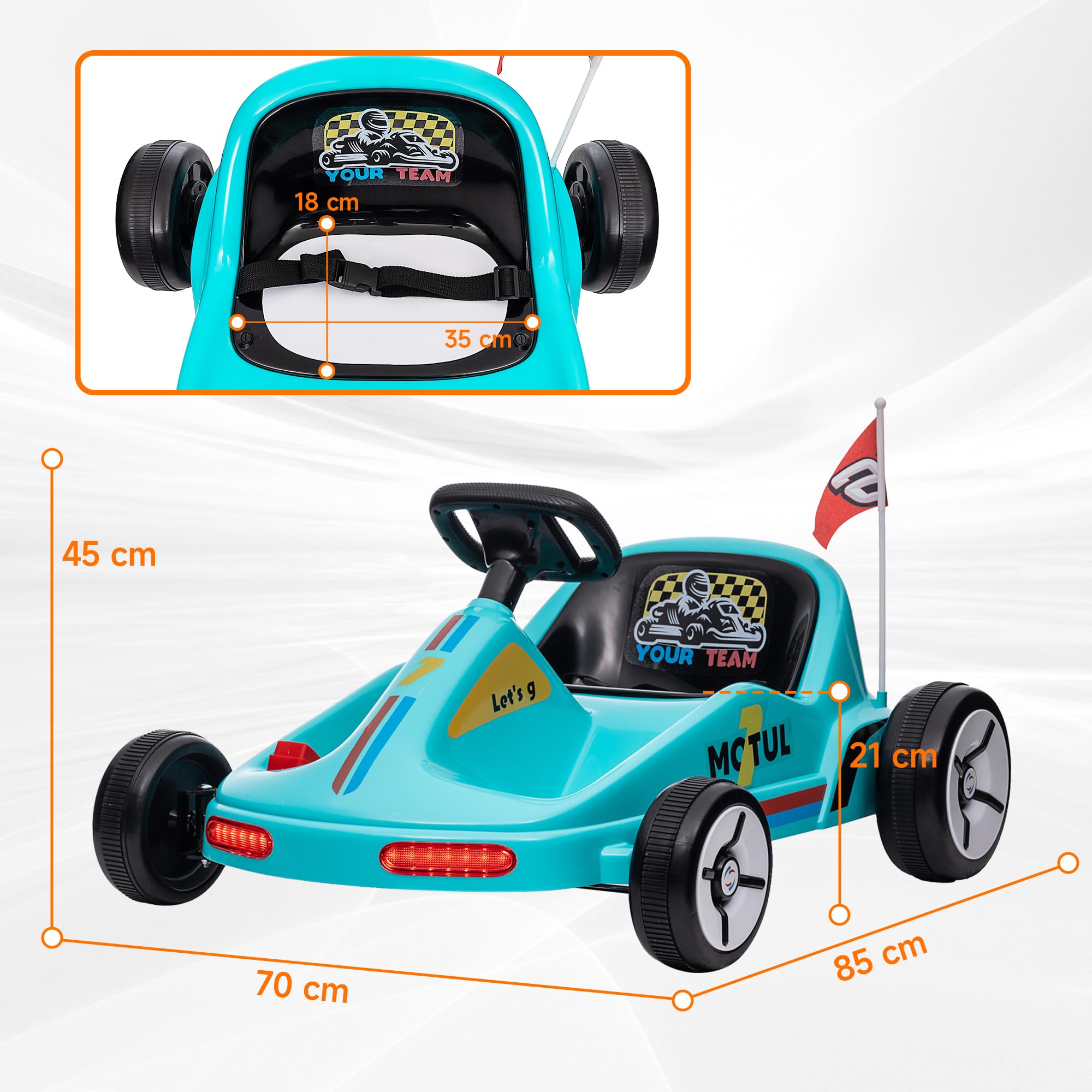 AIYAPLAY Electric Go Kart, 6V Battery Powered Kids Go Kart with Music, Light, Horn, Kids, Ride on Car for 3-5 Years, Yellow