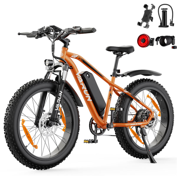 VARUN Electric Bike, 26 inch 4.0 Fat Tire Electric Mountain Bike with 48V18Ah/13Ah Battery, 250W Motor, Large LCD Meter, Aluminium E-fatbike for Adults, Range 100-150KM