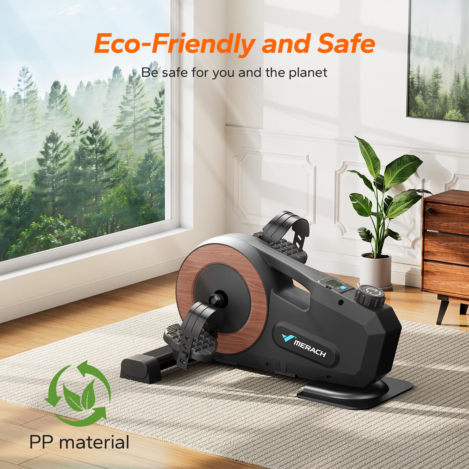 MERACH Under Desk Bike Pedal Exerciser, Mini Exercise Bike with 8-Level Magnetic Resistance, LCD Display & Anti-Slip Base, Eco-Friendly Portable Desk Bike for Office, Home, or Rehab