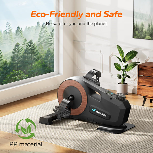 MERACH Under Desk Bike Pedal Exerciser, Mini Exercise Bike with 8-Level Magnetic Resistance, LCD Display & Anti-Slip Base, Eco-Friendly Portable Desk Bike for Office, Home, or Rehab