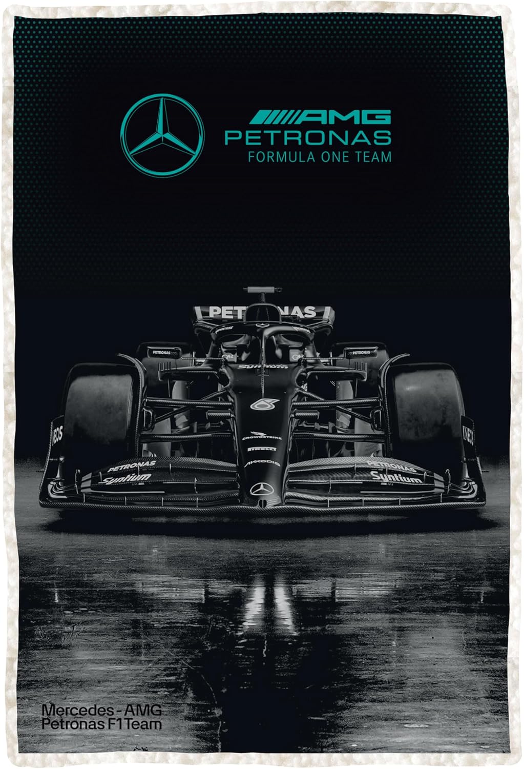 Mercedes AMG Petronas Official Fleece Blanket | Super Soft Warm Throw with Sherpa Reverse, Formula One Design | Perfect For Home, Bedroom, Sleepovers & Camping | Size 120 x 150cm