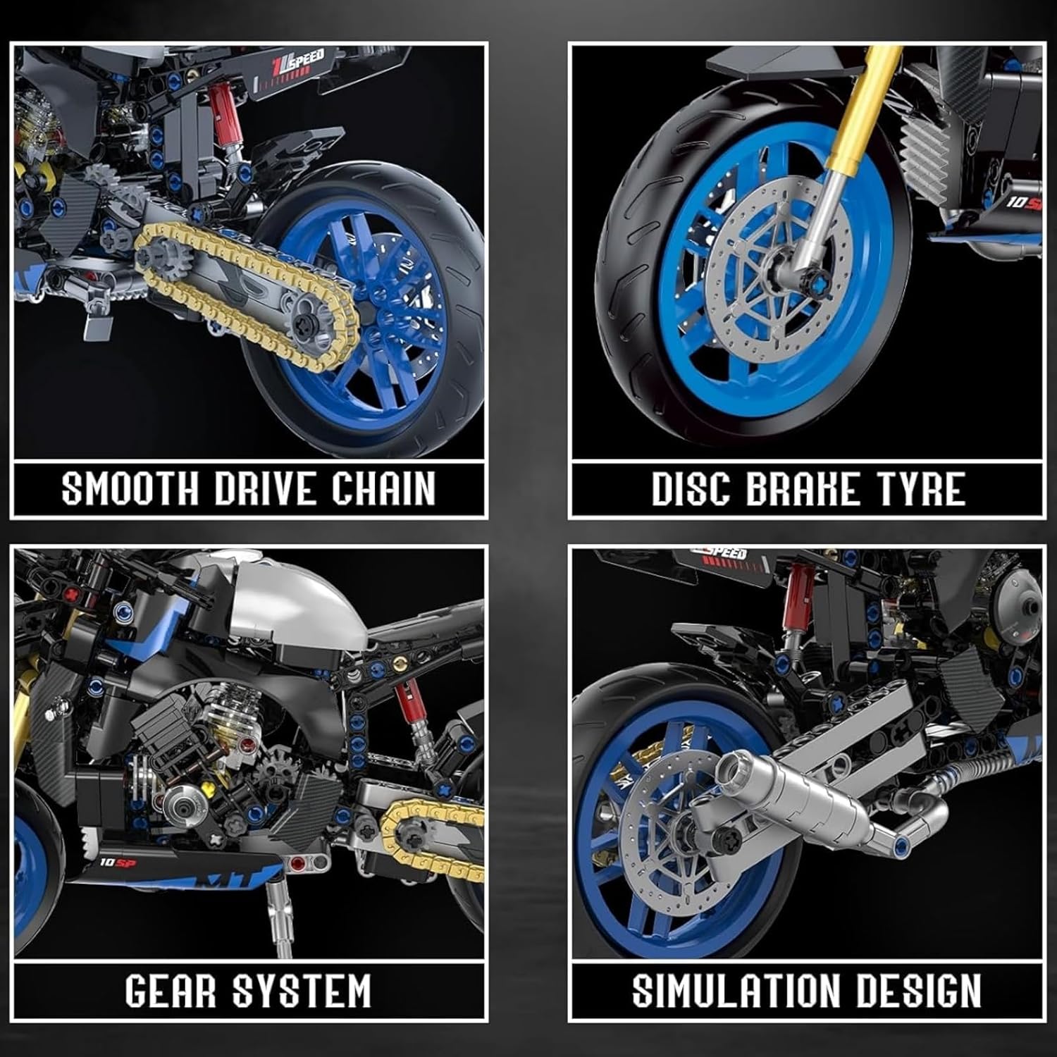 Motorcycle Building Blocks Toys, Motorbike Model Building Kit for Boys, 634 Pieces Construction Engineering Motorcycle Bricks, STEM Educational Toy, Gift for Adults and Kids