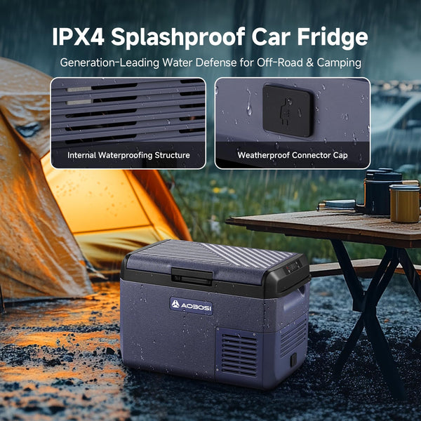 AAOBOSI 25L Car Fridge Freezer, IPX4 Waterproof Portable Compressor Camping Fridge 12V/240V, -20°C to 20°C – Ideal for Campervan, Car, Truck, Boat, Motorhome, Travel, Picnic