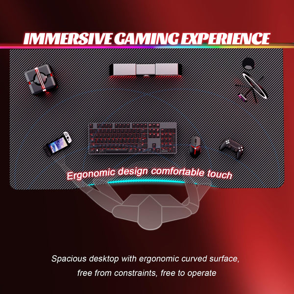 DLONGONE Whole Board Gaming Desk, 100 x 50cm Computer Gamer Desk, A Shaped Gaming Table, PC Desk for Home Office, Simple Assembly, Black