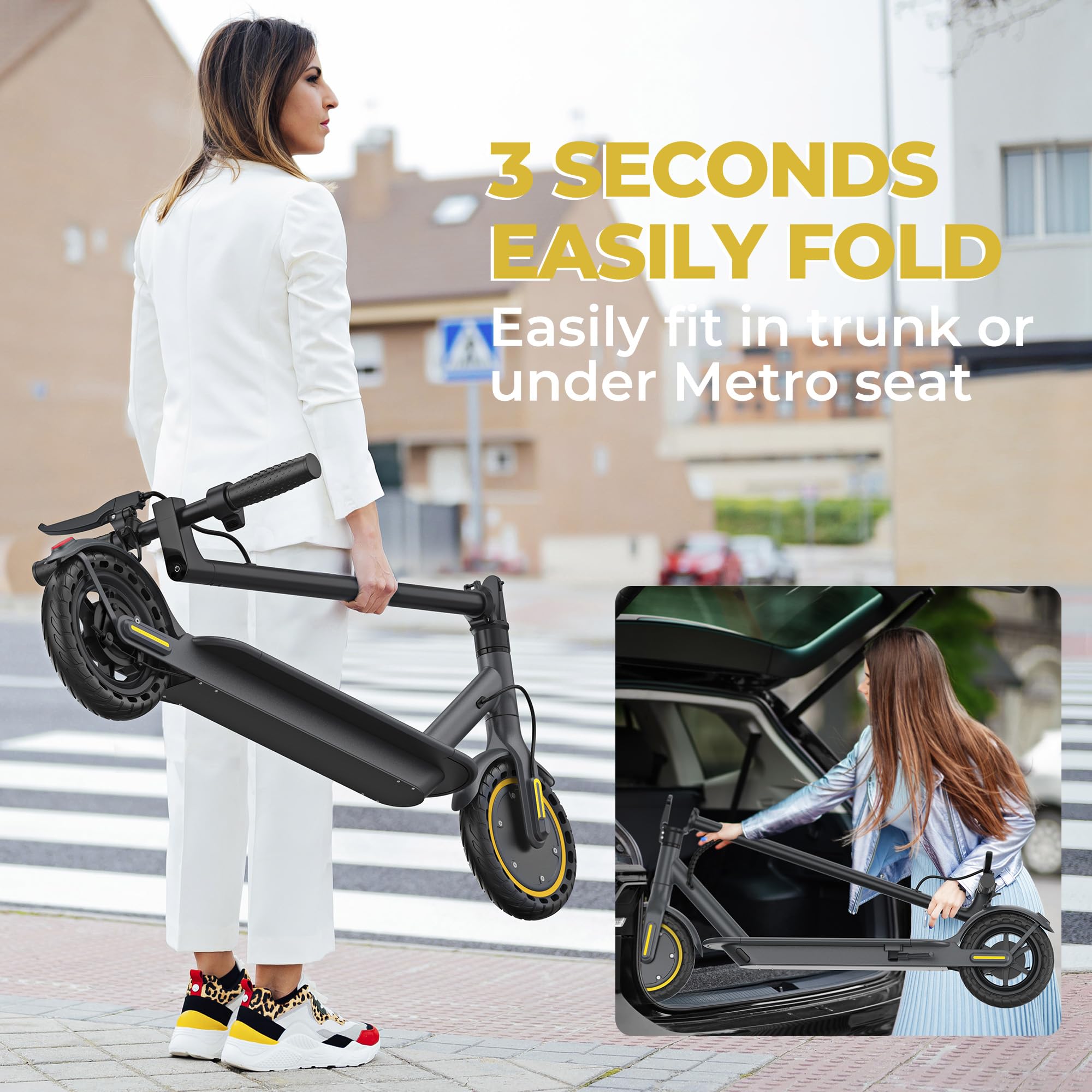 Electric Scooter, Electric Scooter Adult 350W with 25-35KM Range, Max Speed 25KM/H, 8.5" Solid Tire, Double Braking System for Adults and Teens