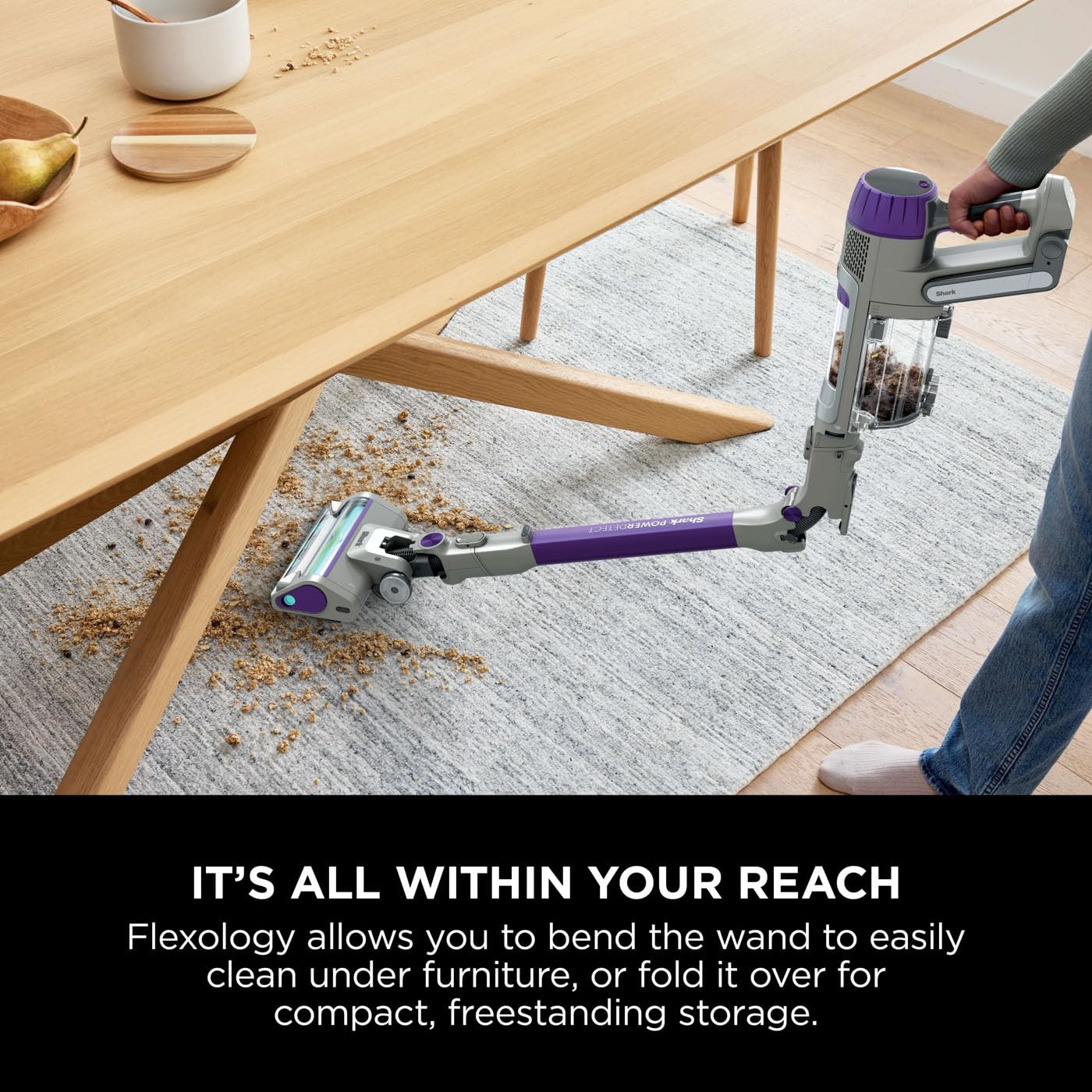 Shark PowerDetect Cordless Vacuum Cleaner, DuoClean Detect, Reverse Clean, Anti Hair Wrap Plus, Lightweight, 70 Min Runtime, Pet, Crevice & Multi-Surface Tools, Flexible, Handheld Mode, Grey IP1251UKT