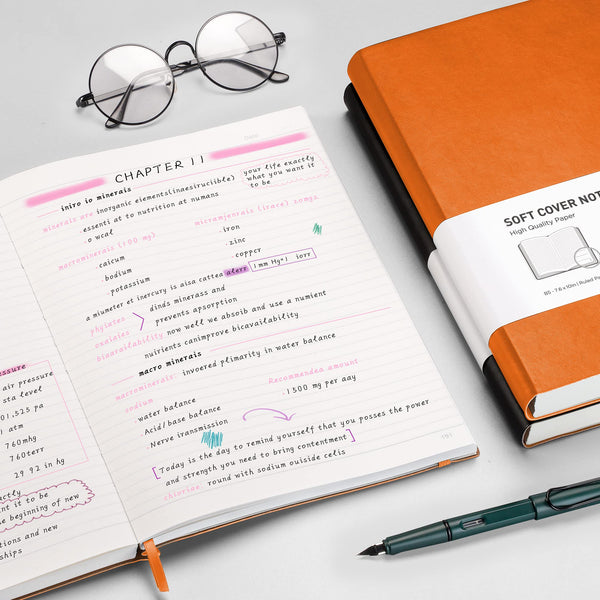 RETTACY Lined Journal Notebook - A5 Note Book Hardcover Thick Notepad 320 Numbered Pages for Writing,100gsm Lined Paper, Leather Hardcover, for Women Men Work Office School,14.5 x 21cm - Black