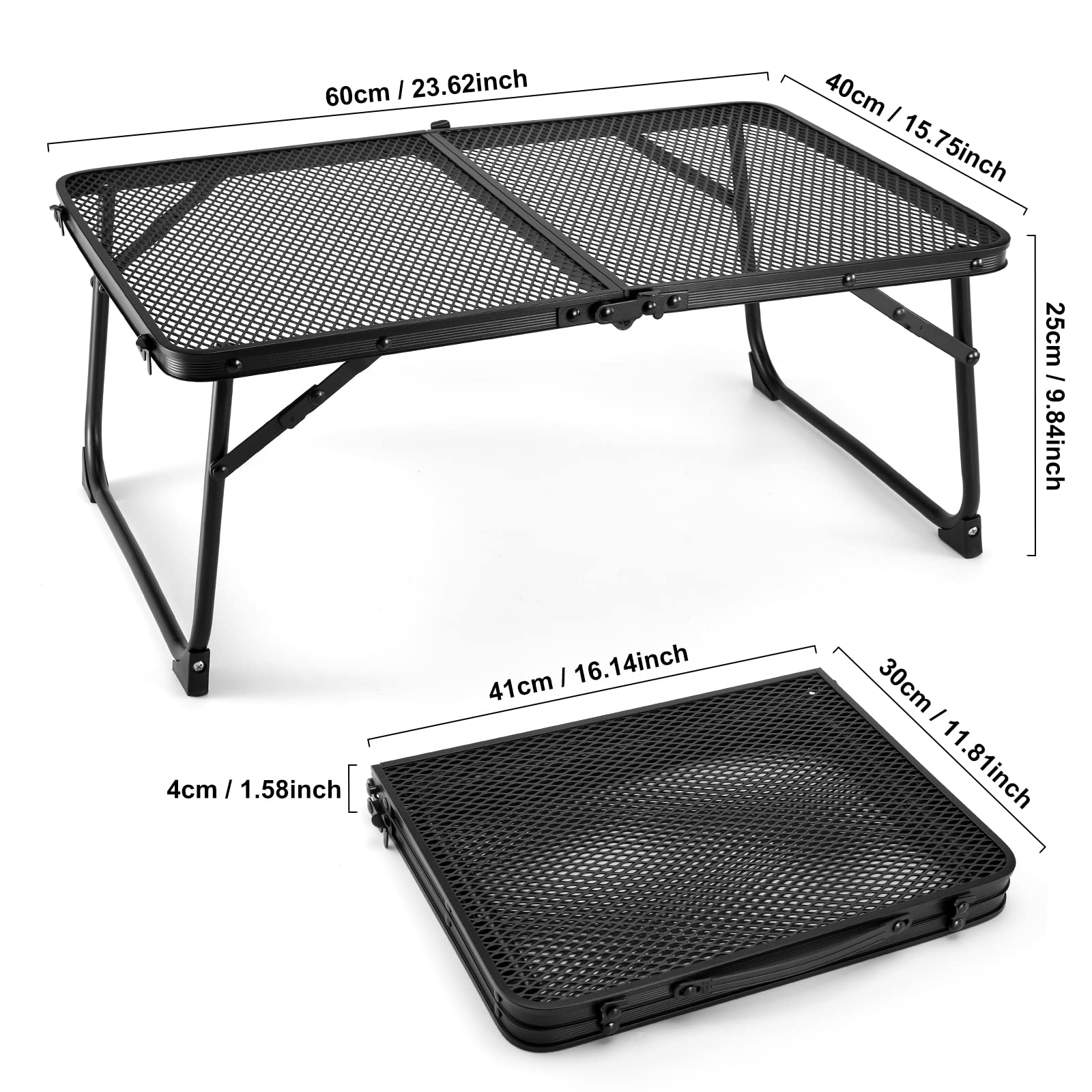 Odoland Portable Camping Table Ultralight Aluminum Folding Picnic Table Small Camp Table for Beach Hiking Backpacking Outdoor Indoor Picnic RV BBQ Black