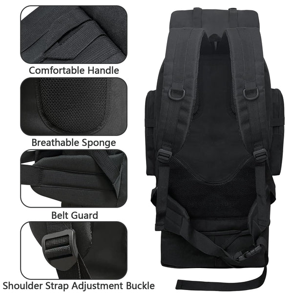 Ogetok 80L Hiking Backpack Camping Rucksack, 80 liters Large Capacity Outdoor Knapsack Travel Climbing Mountaineering Carry On Backpack Bag, Trekking Backpacking for Men Women, Black