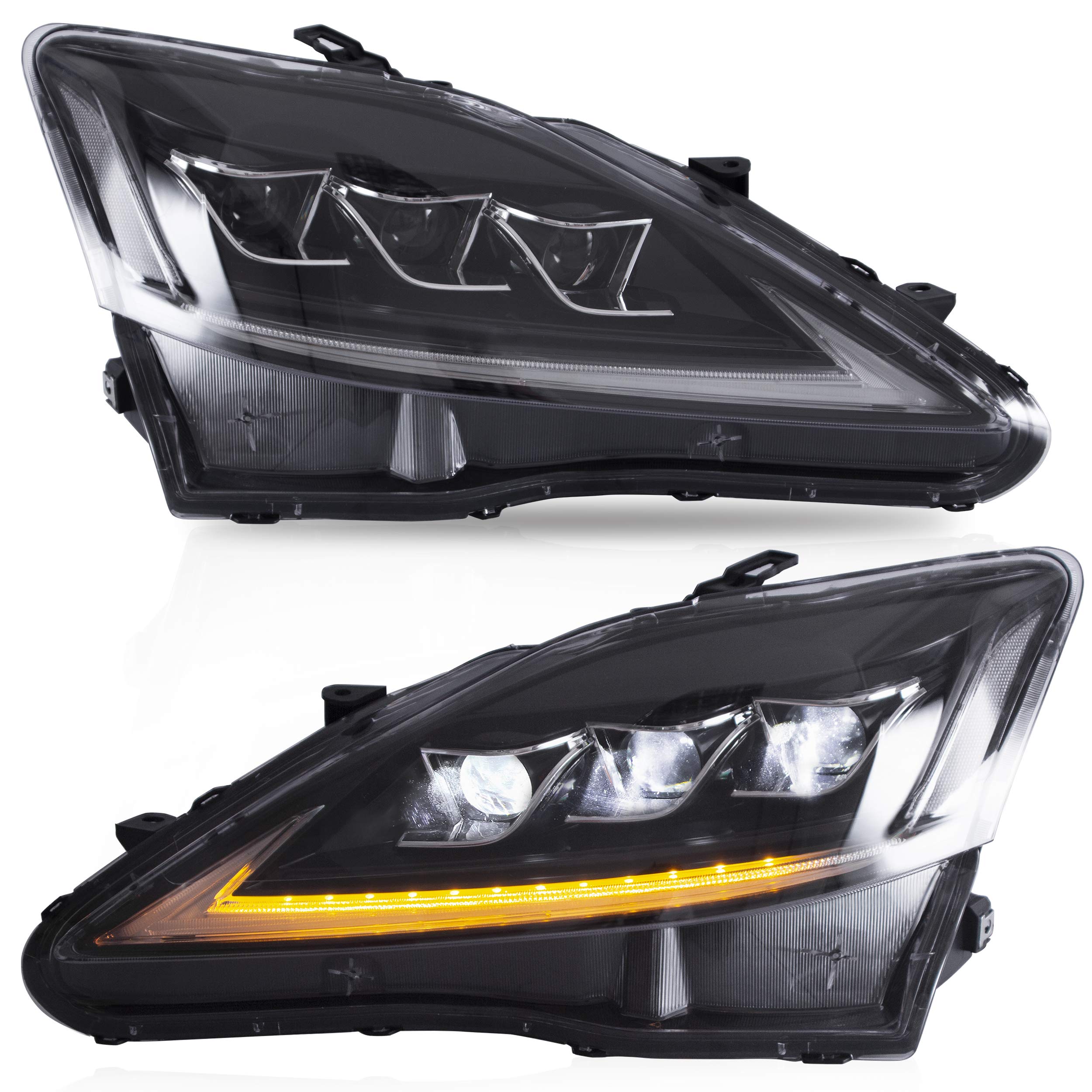 VLAND LED Taillights Fit for Lexus IS250 IS350 2006-2012 Rear Lights withSequential Turn Signal, Smoked