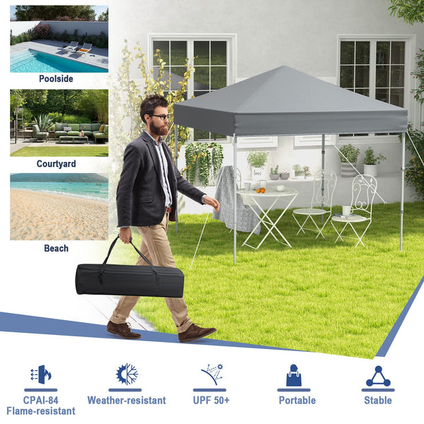 COSTWAY 2m x 2m Pop up Gazebo, 3-Position Height Adjustable Commercial Instant Canopy Tent with Carry Bag, Garden Patio Sun Shelter for Camping BBQ Party (Blue, 198 x 198 x 190-244 cm)