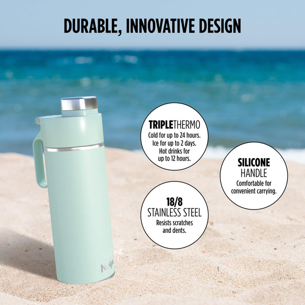 Ninja Thirsti Water Bottle and Flask 709 ML With Leak-Proof Lid, Designed For Carbonated, Hot & Cold Drinks, Ideal For Travel & Sports, Triple Insulated, Stainless Steel Bottle, Black, DW2401EUUKBK