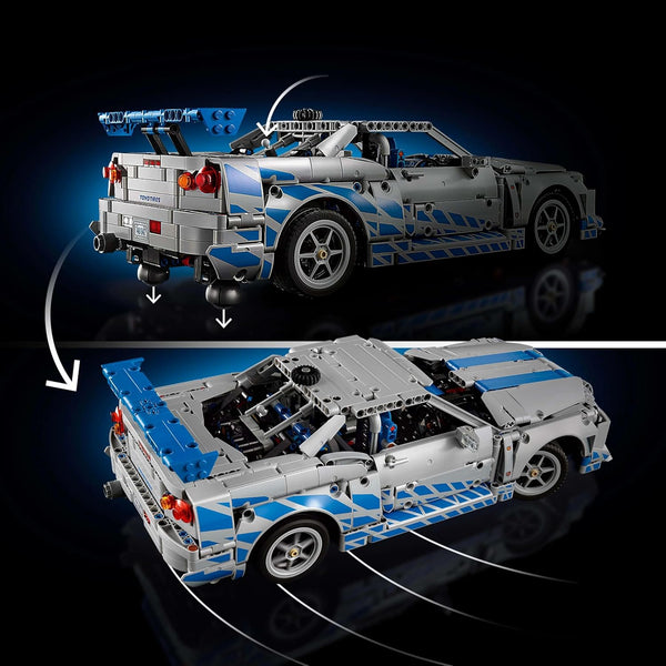LEGO Technic 2 Fast 2 Furious Nissan Skyline GT-R (R34) Car Model Kit for Adults - incl. a Drift Function, Steering, Suspension & a 6-Cylinder Engine - Collectible Gift for Fans - 42210