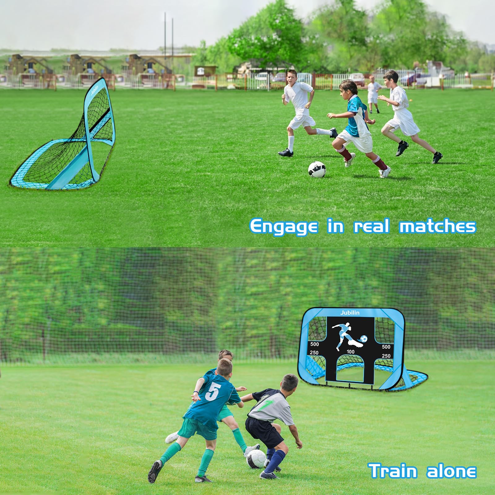 Jubilin Football Goal, 4 Modes Pop Up Football Goals for Kids, Foldable and Portable Soccer Goal net with Carry Bag, Football Training Equipment for