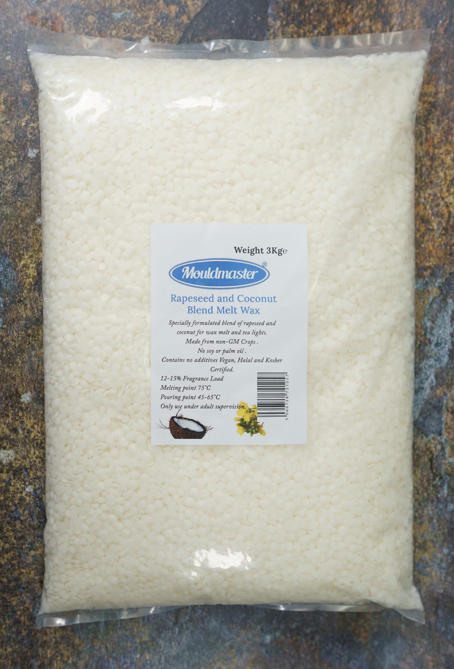 Mouldmaster Rapeseed and Coconut Blend Melt Wax, White, 3kg