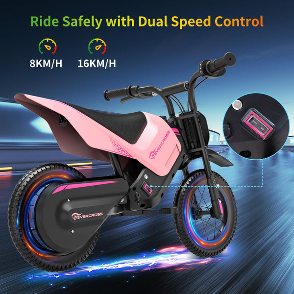 EVERCROSS EV05M Electric Motorcycle for Kids, 150W Kids Ride On Motor-cycle, 8/16 km/h Speed Modes & 15 km Long-Range Electric Motorcycle, 12'' Moto Cross for Children Aged 3-12 Years