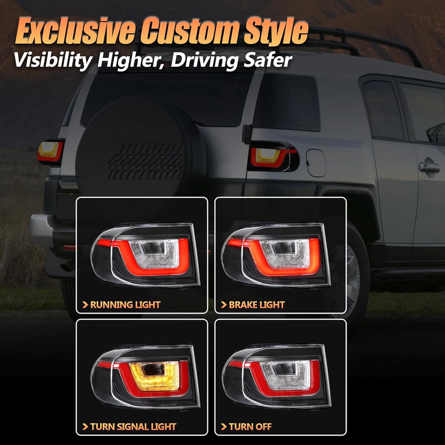 VLAND Rear Lights Compatible wth FJ Cruiser 2007-2023, Driver & Passenger Side