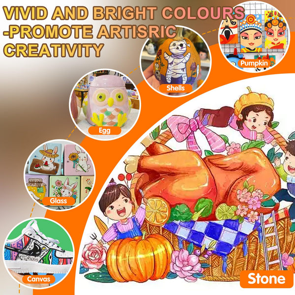 Gunsamg 72 Colours Acrylic Paint Marker Set  Water-Based Paint Pens with Flexible 1-5mm Brush Tip for Rock, Ceramic, Glass, Stone, Metal, Fabric