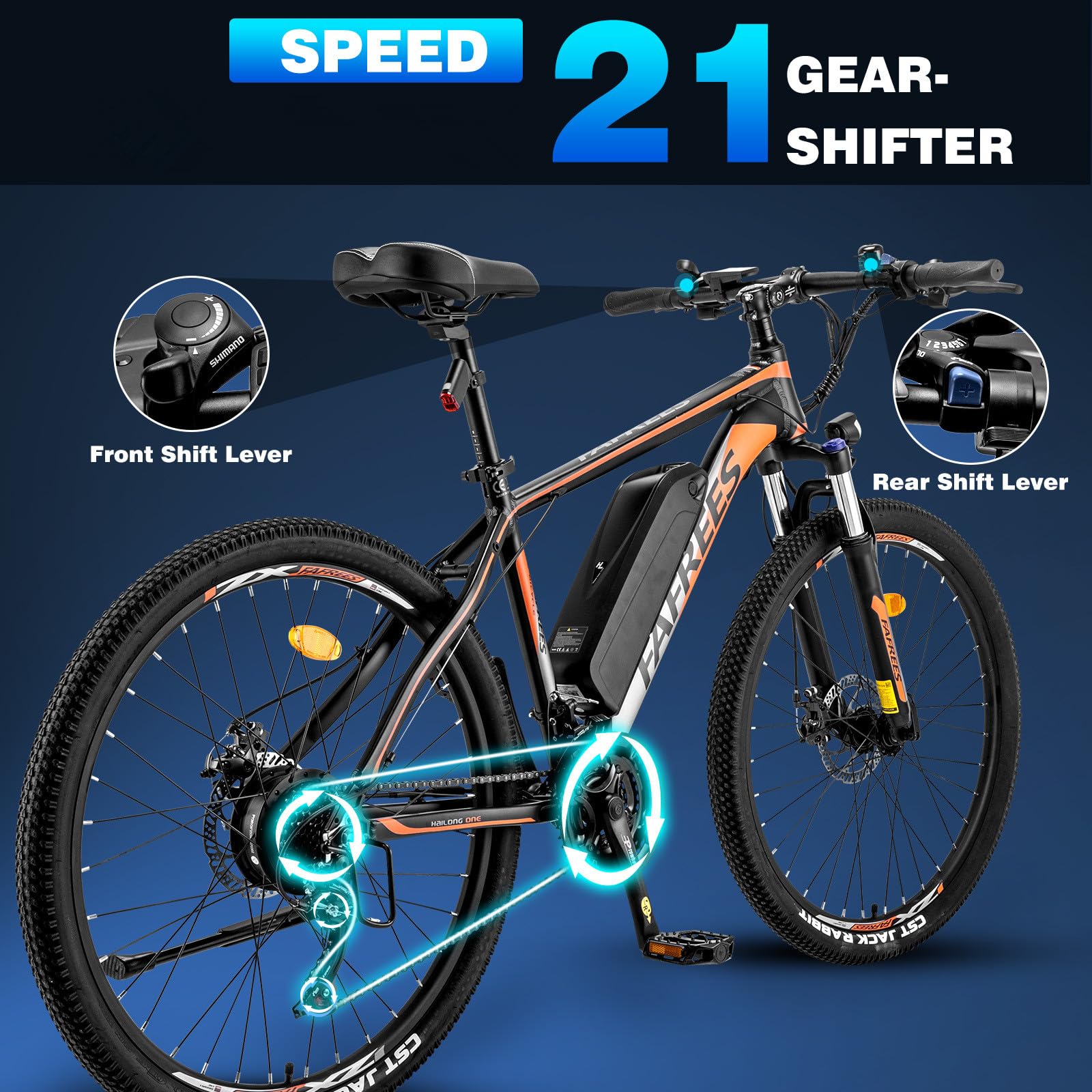 Fafrees 26" Electric Bikes for Adults, 468Wh Removable Battery, Pedal Assist Ebikes for Men Women, 250W Electric Bicycle for City, 25KM/H 21-Speed MTB, HAILONG ONE