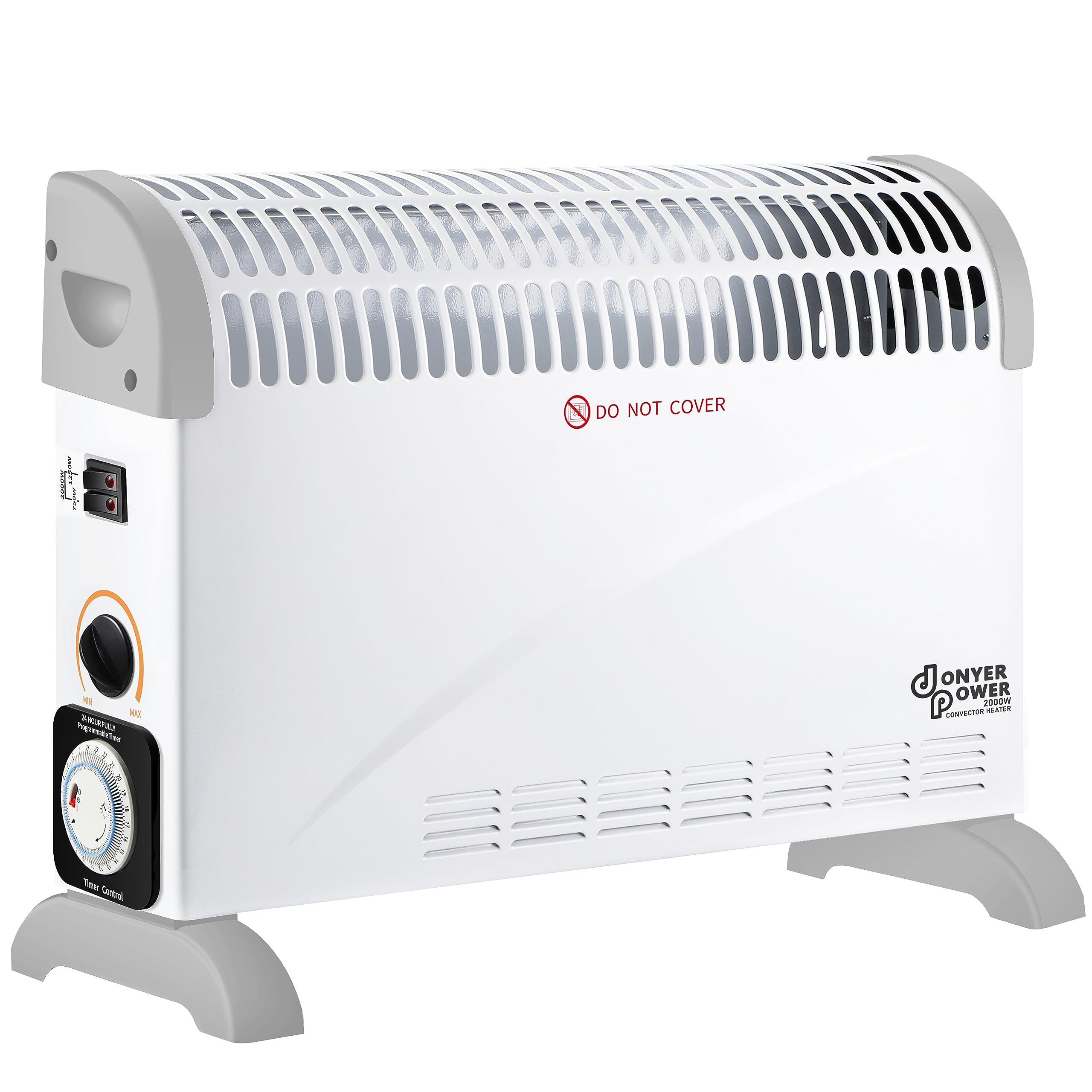 DONYER POWER Convector Radiator Heater 2000W Room Heating with Adjustable Thermostat and 24-HR-Timer Oil-Free