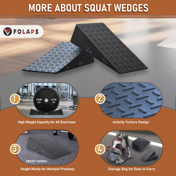Squat Wedge Block for Heel Elevated Squat Weightlifting 2PCS Non-Slip Slant Board for Squats Large Squat Blocks Calf Stretcher Improve Mobility