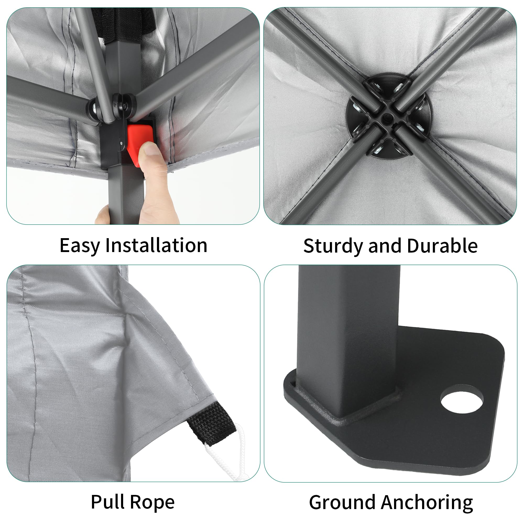 YITAHOME 3x3M Outdoor Pop Up Gazebo with Sides and Windows, Waterproof Folding Garden Canopy All Seasons Camping Gazebo Anti-UV with Adjustable Height Stakes Rope Carry & Weight Bags for Party Event