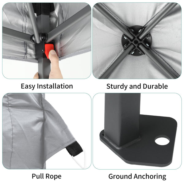 YITAHOME 3x3M Outdoor Pop Up Gazebo with Sides and Windows, Waterproof Folding Garden Canopy All Seasons Camping Gazebo Anti-UV with Adjustable Height Stakes Rope Carry & Weight Bags for Party Event