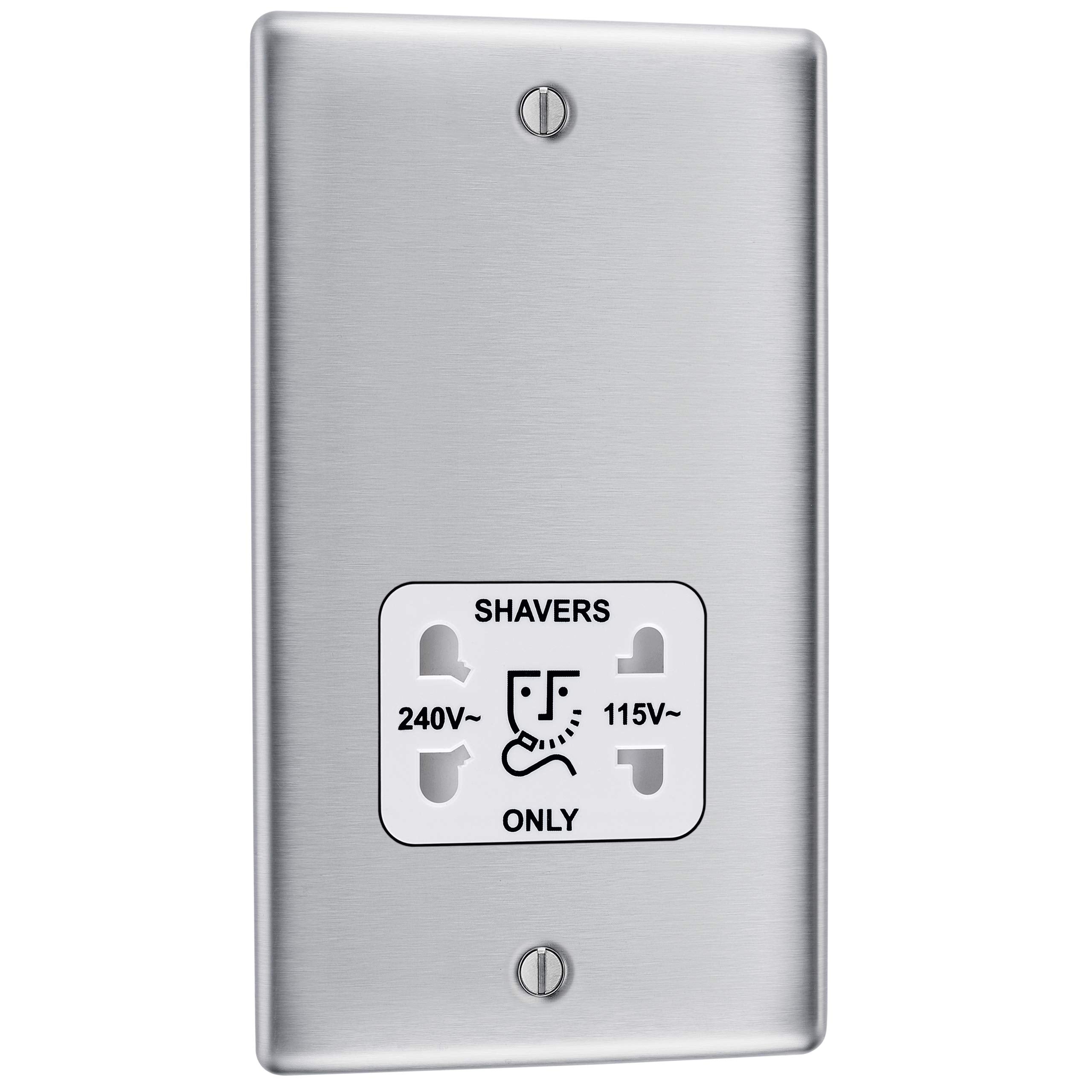 BG Electrical Cooker Switch with Socket and LED, Cooker Control Unit, Control Socket, Double Pole, Raised Profile, Round Edges, Nexus Metal, Brushed Steel, Grey Inserts, 45A, NBS70G