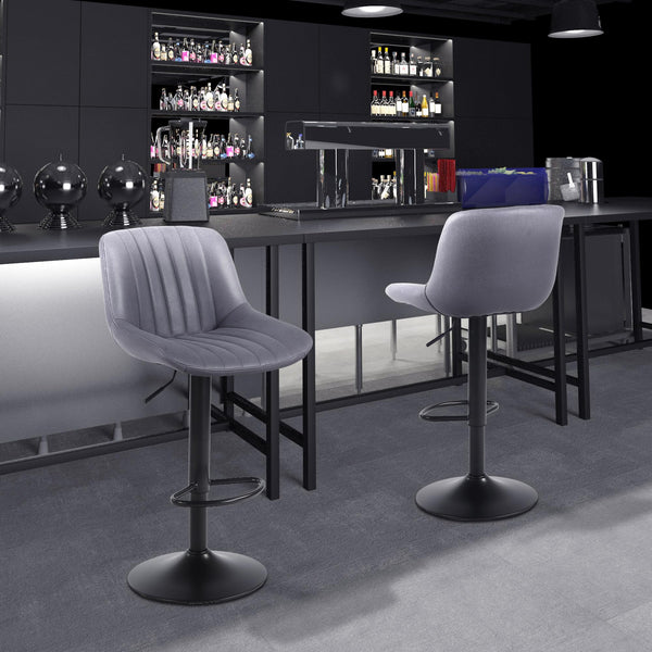 Youhauchair Bar Stools Set of 2, Swivel Counter Height Barstools with Back, Adjustable PU Leather Bar Chairs, Modern Armless Kitchen Island Stool, Black