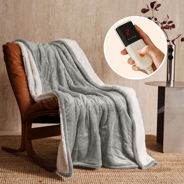 JET'S HOME Electric Blanket 130x160cm - Heated Blanket 6 Heat Settings Digital Controller Adjustable Timer up to 10 Hours - Heated Throw Machine