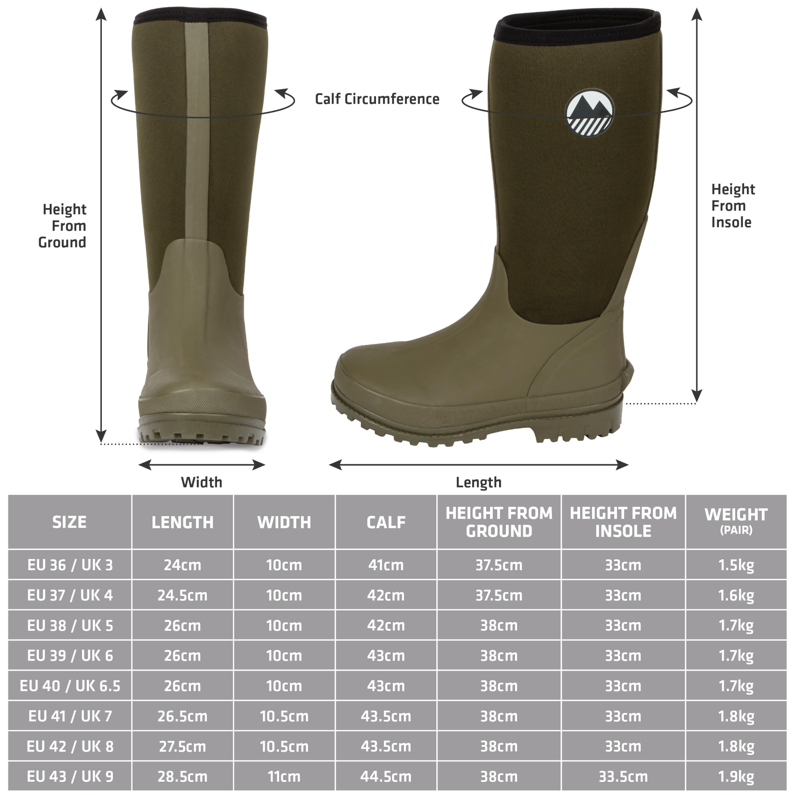 Lakeland Active Women's Rydal Neoprene Insulated Rubber Mucker & Yard Wellington Boots Warm Lined Fully Knee High Waterproof Wellies in Black, Moss Green, Navy Blue & Plum